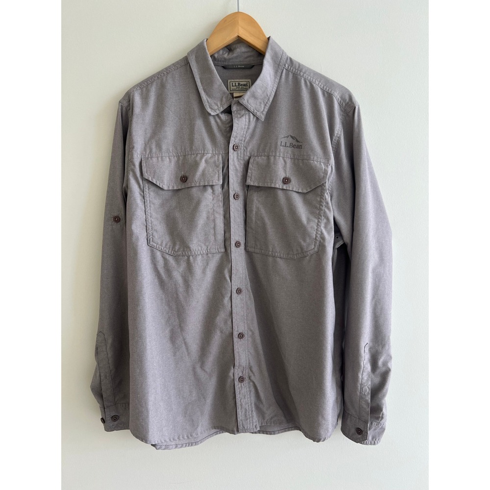 LL Bean L Gray Fishing‎ Shirt Technical Outdoor Button Down Gorpcore Normcore